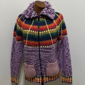 Dadadi Italy Knit Colorful 100% Wool Women’s Long Sleeve Sweater No Size Tag
